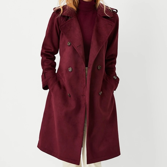 Ann Taylor Faux Suede Trench Coat 571597 - Picture 1 of 12
